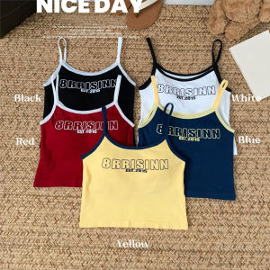 ChoiFoo เสื้อกล้ามสำหรับผู้หญิงพร้อมเบาะรองหน้าอกเสื้อท่อนบนเสื้อกล้ามกีฬาลำลองย้อนยุคแฟชั่นเสื้อกั๊กพิมพ์ลายตัวอักษรเสื้อท่อนบน Cewek Seksi เสื้อเอวลอยฤดูร้อนเสื้อท่อนบนสายเดี่ยวเย็นและระบายอากาศได้เสื้อบาง Camisole สบายผิวเป็นมิตร