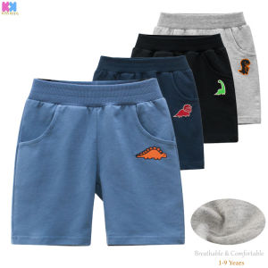 Quần Soóc Thể Thao Trẻ Em Vải Cotton Thêu Khủng Long Hoạt Hình Hàn Quốc Cho Bé Trai 1-9 Tuổi Quần Soóc Rộng Mặc Nhà Thường Ngày Hàn Quốc Cho Học Sinh Quần Soóc Thời Trang