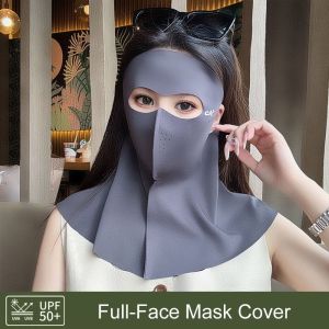 THANKSKY khẩu trang kín mặt khau trang vải nữ khẩu trang chống uv Mùa hè Mặt nạ che kín mặt UPF 50 + Chống nắng Bọc cổ Thoáng khí Ngoài trời Khăn mặt lụa băng Dành cho Nam Nữ