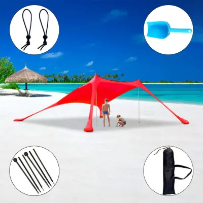 LIUJIR Chống tia cực tím Lều căng bãi biển Tấm Che Nắng Di động Lều bãi biển Ngoài trời Bền Chống gió Mái hiên bãi biển gia đình Sinh hoạt ngoài trời