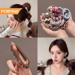 【PCWFKef】 4 cái của phụ nữ phong cách dày khăn tóc quan hệ thích hợp cho hàng ngày kiểu tóc như ponytails tóc phụ kiện hoàn hảo món quà