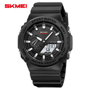 SKMEI Electronic Movement 30m Waterproof Resin Mirror ABS Case Stainless Steel Strap Fashion Sports Mens Watch 2351