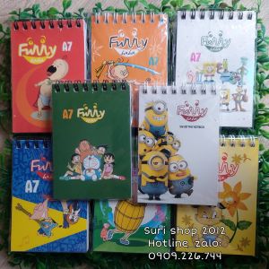 Sổ tay lò xo bỏ túi Funny 8x11cm ( 2 lớp bìa bìa cứng kèm bìa nhựa trong )