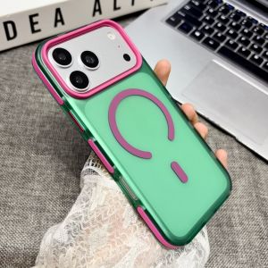 Fashion Aurora Candy Color Translucent Magnetic Phone Case For iPhone 17 16 15 14 Pro Max For Magsafe Wireless Charging Cover