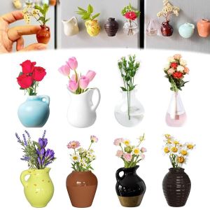 CHARMI 8Pcs DIY Vase Fridge Stickers Excluding Plants Resin Refrigerator s Vase Porcelain Bonsai Personality Simulation Flower Vase Fridge Decoration