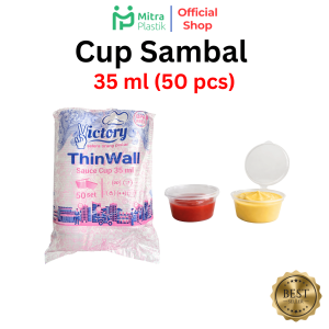Sauce Cup 35 ml isi 50 pcs Wadah Tempat Saos Sambal Plastik Thinwall Klip