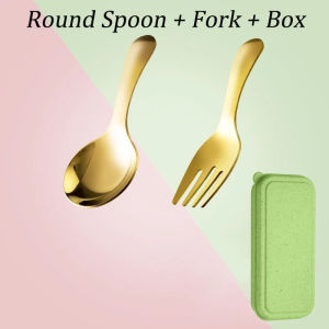 304 Stainless Steel Portable Spoon Fork Short Handle Student Tableware Dessert Fruit Mini Tableware