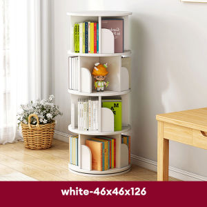 HP302ชั้นหนังสือแบบหมุนได้ชั้นวาง360องศาห้องนั่งเล่นในบ้านเรียบง่ายที่เก็บสมุดวาดภาพระบายสีสำหรับเด็กนักเรียนห้องนอนตู้หนังสือหลายชั้น