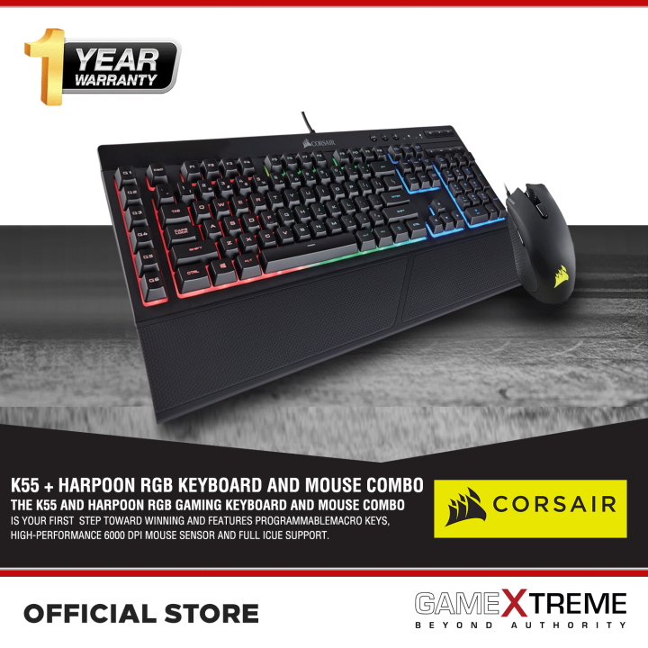 Corsair K55 + Harpoon RGB Keyboard and Mouse Combo Lazada PH
