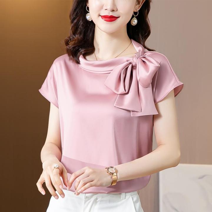 Plus Size Blouses Women Semi Formal Office Pink Top Fashion Loose