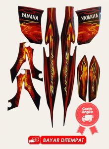 STIKER STRIPING LIS LES BODY MOTOR JUPITER Z 2008 2009 CW HITAM MERAH