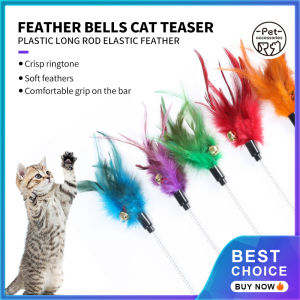 Cat Teaser Toy Pet Cat Puppy spring Teaser Bell Feather Stick Rod Funny Interactive Toy