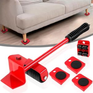 COUPLECOL 5Pcs Bánh xe đa năng Bộ di chuyển đồ nội thất Tiết kiệm công sức Xoay 360 độ Bộ con lăn vận chuyển Công suất cao Tay cầm thoải mái Bánh xe di chuyển thiết bị Trang chủ