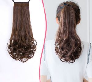 Tóc cột xoăn ngắn tư nhiên- Tóc giả đuôi ngựa xoăn dài 35cm