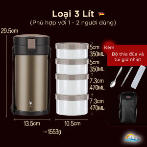 Hộp Cơm Giữ Nhiệt Đa Năng Inox 316 SSGP Cà Mèn Nhiều Ngăn Dùng Được Lò Vi Sóng Giữ Nóng Lâu Kháng Khuẩn An Toàn [2.3L/3L]