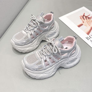 [Free Shipping] Thick-Soled Height-Increasing Hollowed-Out Breathable WomenS Summer 2026 Thin Mesh Casual Sports Shoes With A Closed-Toe Design