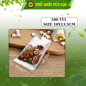 Túi đựng trà bánh kẹo bao bì đựng trà hoa 1 mặt trắng 1 mặt trong - Combo 100 túi túi HÀN NHIỆT nhiều kích thước