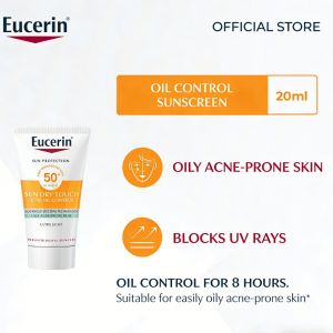 Eucerin Sun Dry Touch Acne Oil Control Sunscreen SPF50+ 20ml Ultra Light Texture 8 Hours Oil Control Block UVA UVB Rays Non‑comedogenic For Oily Acne‑Prone Skin Dermatological Sun Protection Skincare