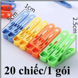 Vỉ 20 Cái Móc Kẹp Treo Quần Áo Nhựa Cao Cấp - Kẹp Phơi Quần Áo Phơi Đồ
