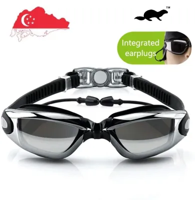 Swimming Goggles Mirrored Swim Goggles with Earplugs Set for Adult Men Women Youth Kid Anti Fog UV Normal vision No Degree