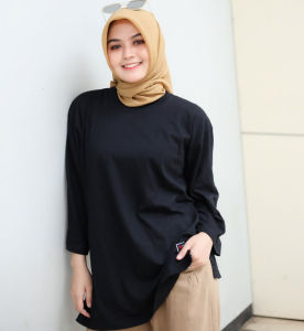 Oversized shirt hijab tangan 7/8 baju oversize wanita trending kaos opersize 3/4 cewe forever t-shirt oveersize wanita kekinian ootd hijab selebgram