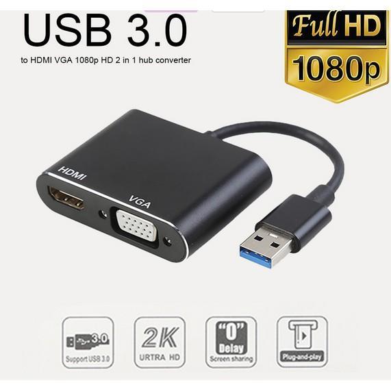 2IN1 USB to VGA HDMI Adapter Converter for Mac OS Windows