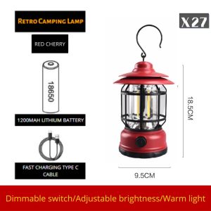 Lampu Camping Lentera Gantung Retro Petromax Rechargeable / Lampu Emergency L-27 cas USB Outdoor