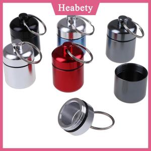 Heabety Hộp đựng thuốc mini bằng hợp kim nhôm chống nước giá đỡ chai dụng cụ chứa đồ móc khóa