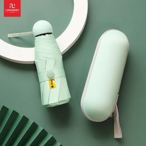 LORDWEY 8 Ribbed Sunshade Umbrella PortableSunshade Umbrella Ultraviolet Folding Pocket Capsule Umbrella with Case