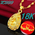 [Local Stock] Gold Necklace Pawnable Pure 18 K Saudi Original Necklace for Women Teardrop Openwork Pendant Necklace Fashion Jewelry Birthday Wedding Engagement Gift Buy 1 Take 1 Earrings Fashion Jewelrdangling. 