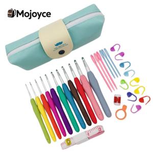 Crochet Hooks Set Aluminum Crochet Hooks with Case Colorful Crochet Hooks Kit Ergonomic Handle 11 Sizes for Beginners