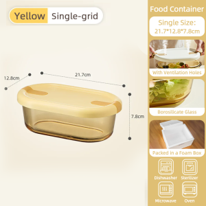 Airtight Glass Lunch Box Microwaveable Bento Box For Student Food Keeper Fruit Storage Container