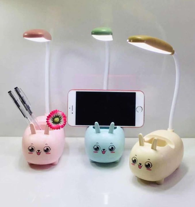 Suisui fashion shop Rechargeable LED Light Little Table Lamp Melody Design  with Built-in Mobile Phone Holder and Ballpen Holder Lazada PH