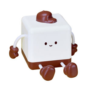 โคมไฟกลางคืนเปิด/ปิดช็อคโกแลตทรงสี่เหลี่ยมสำหรับห้องนอนเด็กของขวัญสำหรับเด็ก USB ลายการ์ตูนน่ารักโคมไฟกลางคืนแบบชาร์จไฟได้