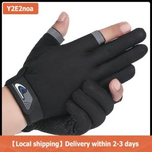 【Local shipping】 Summer Men Fishing Gloves Women Two Finger Cut Male Touchscreen Angling Anti-Slip Sun-Proof Breathable Cycling Fitness Gloves