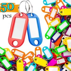 50/100/200ชิ้น ป้ายกุญแจพลาสติกใสสองด้าน / พวงกุญแจเครื่องหมายกันน้ำ / ป้ายบันทึกพวงกุญแจที่ใช้งานได้จริง / ป้ายหมายเลขจำแนกประเภท