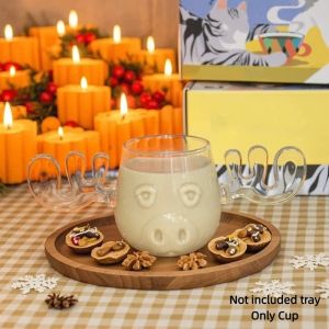 DEER Reindeer Head Elk Glass Cup 240ML Creative Elk Glass Reindeer Mug Unique Milk/tail/Juice Christmas Glass Cup Christmas Gift