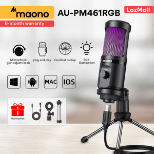 MAONO PM461TR-RGB Gaming USB Condenser RGB Podcast Microphone with RGB light Gain ControlTripod Stand Condenser Mic For PC Recording Youtuber Live Streaming Videoke