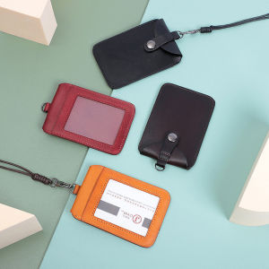 NEW Retro Style Japan and Korea Fashion ID Badge Holder with Cowhide Lanyard Student Bus Card office worker Work Permit Card Holder