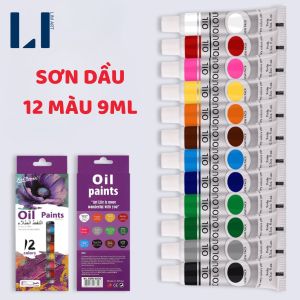 Bộ 12 màu sơn dầu tuýp 12ml vẽ tranh sơn dầu canvas