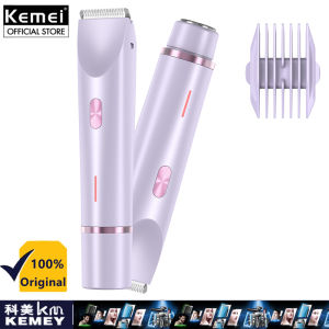Kemei Pubic Hair Shaver For Women Electric Razor Painless Bikini Trimmer Epilator Hair Remover Dual-Head
