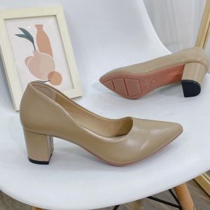 Giày cao gót nữ da nhán trụ vuông 5p