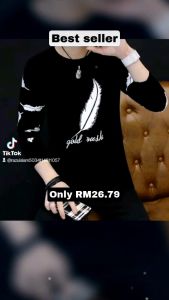 🇲🇾👩‍❤️‍👨garis alobar pin T-shirt lengan panjang Baju kasual lelaki baru sweater⭐⭐⭐