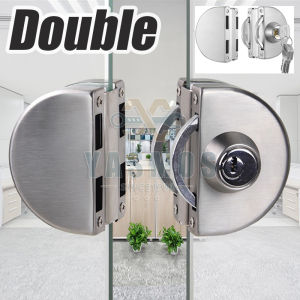 304 Stainless Steel Glass Door Lock Double-Sided for 3/8-1/2(10mm-12mm) Glass DoorsOffice Doors
