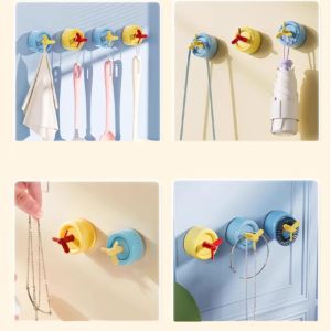 ZM10Q โดปามีน ตะขอแบบดูด พลาสติก ติดผนัง ตะขอใช้ในห้องน้ำ ที่แขวนผ้าเช็ดตัว ดูดฝุ่น ชั้นวางผ้าขนหนูแบบหมุนได้ องค์กรที่บ้าน