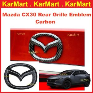 Mazda CX30 CX-30 Carbon Fiber Black Glossy Front Grille Trim Rear Trunk Emblem Logo Cover 3D Garnish