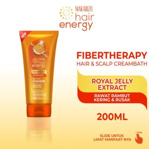 MAKARIZO Hair Energy Creambath Tube 200ml || Makarizo Energy Fibertherapy Hair & Scalp Creambath || Perawatan Rambut Rontok
