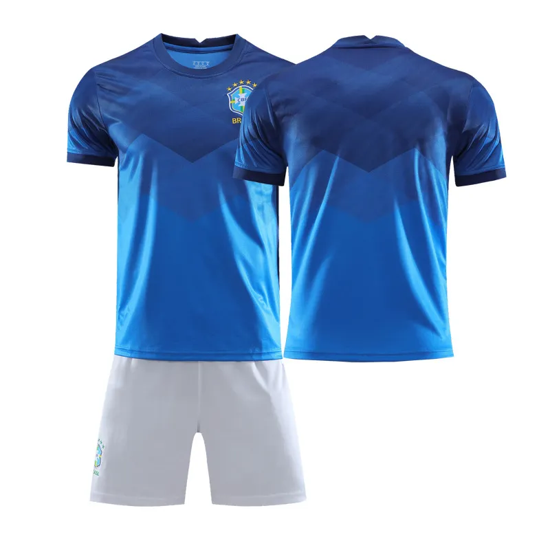 2021 Brazil Training Wear Blue Soccer Jersey