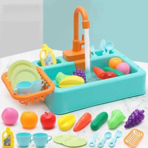 W21Kitchen Toy Plastic Dish Wash Sink Set Children Simulation Pretend Role Play Housework Kit Early Educational Toys for Children