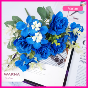 Mawar keriting 5 Cabang/Bunga Mawar Artifical X5/Bunga Hias Dekorasi/Bunga Buket (KN-202)